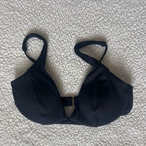 Coastal Blue Black Swim top with Adjustable Straps